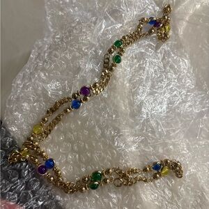 Gold-Tone Multicolor Beaded Chain Necklace - Women Jewelry
